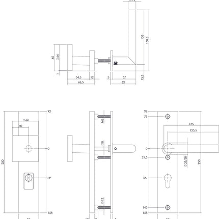 Intersteel Veiligheidsbeslag kerntrekbeveiliging profielcilindergat rechthoekig mat zwart 55 mm voordeurbeslag - Doika - Voordeurbeslag op schild - Intersteel - 8714186428306 - 0023.396229Z