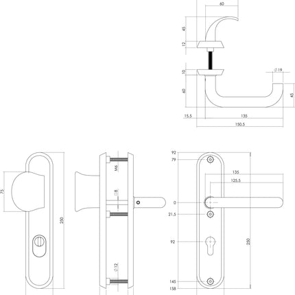 Intersteel Veiligheidsbeslag SKG*** met kerntrekbeveiliging profielcilindergat 92 mm mat zwart ovaal voordeurbeslag - Doika - Voordeurbeslag op schild - Intersteel - 8714186405628 - 23,396,049