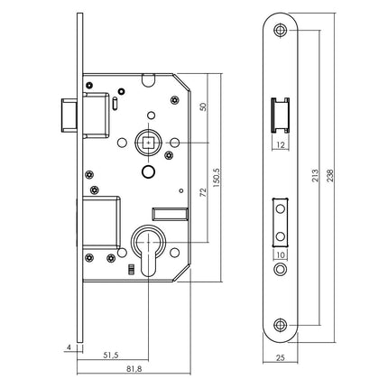 Intersteel Veiligheidsslot SKG** profielcilindergat 72 mm met afgeronde voorplaat 25 x 238 mm - Doika - Veiligheidssloten - Intersteel - 8714186459430 - 94,955,336