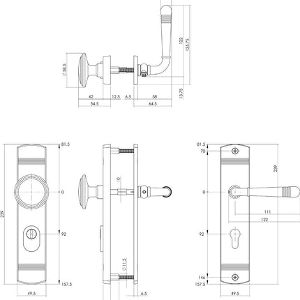 Intersteel Voordeurbeslag Helena knop/kruk profielcilindergat 92 mm met kerntrekbeveiliging zwart - Doika - Voordeurbeslag op schild - Intersteel - 8714186568255 - 23,377,849