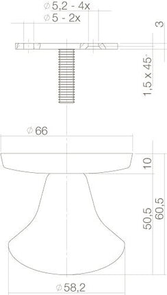 Intersteel Voordeurknop vast paddenstoel eenzijdige montage mat zwart - Doika - Voordeurknoppen - Intersteel - 8714186408926 - 23,393,030