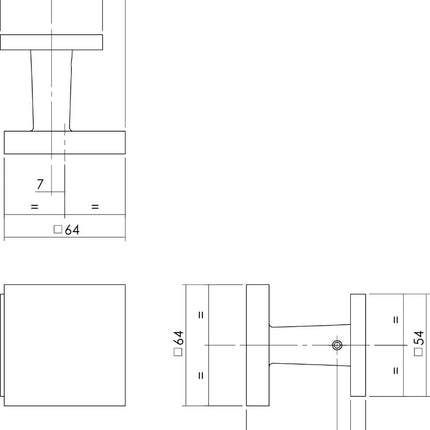 Intersteel Voordeurknop vast verkropt vierkant 64/54mm éénzijdige montage rvs geborsteld - Doika - Voordeurknoppen - Intersteel - 8714186390160 - 35,393,049
