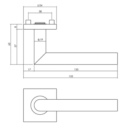 Intersteel Voordeurset veiligheidsbeslag SKG*** vierkant rozet rvs geborsteld met kerntrekbeveiliging - Doika - Voordeurbeslag set - Intersteel - 8714186408353 - 35,405,791