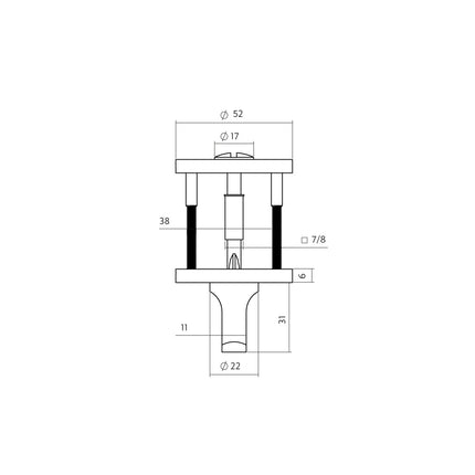 Intersteel WC - sluiting verdekt ø52x6mm met stift 6 - 8mm PVD antraciet - Doika - Rozetten - Intersteel - 8714186695777 - 1,329,102,061