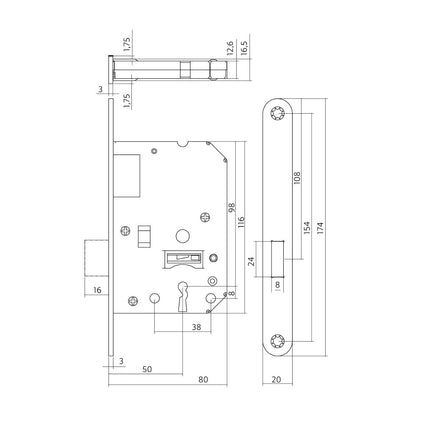 Intersteel Woningbouw klavier kastslot 55 mm wit - Doika - Woningbouwsloten - Intersteel - 8714186418420 - 94,954,124