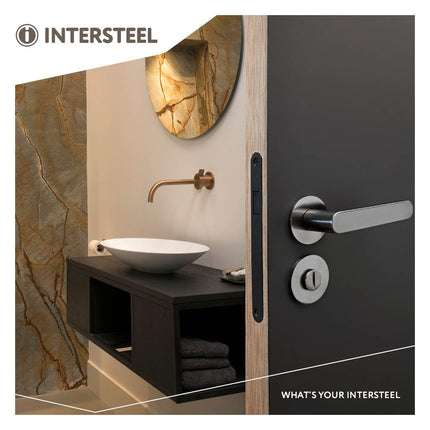 Intersteel Woningbouw magneet badkamer/toilet slot 63/8mm, voorplaat afgerond zwart - Doika - Woningbouwsloten - Intersteel - 8714186463260 - 94,957,265