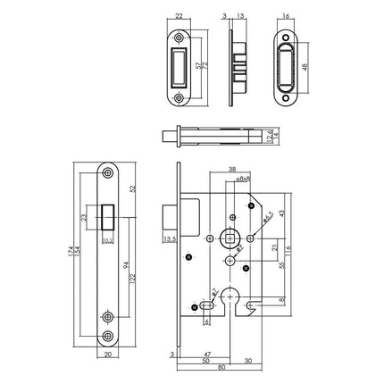 Intersteel Woningbouw magneet cilinder dag - en nachtslot 55mm, voorplaat afgerond rvs - Doika - Woningbouwsloten - Intersteel - 8714186463178 - 94,957,029