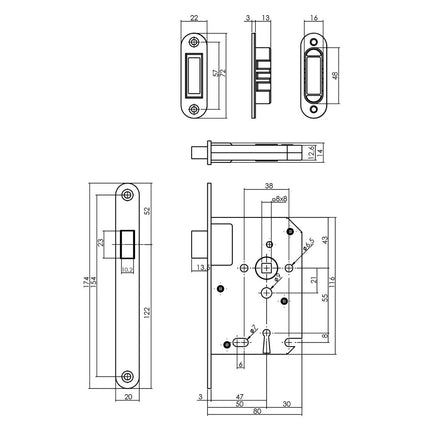 Intersteel Woningbouw magneet klavier dag - en nachtslot 55mm, voorplaat afgerond zwart - Doika - Woningbouwsloten - Intersteel - 8714186463246 - 94,957,224