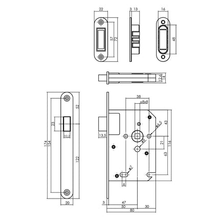 Intersteel Woningbouw magneet loopslot, voorplaat afgerond rvs - Doika - Woningbouwsloten - Intersteel - 8714186463154 - 94,957,011