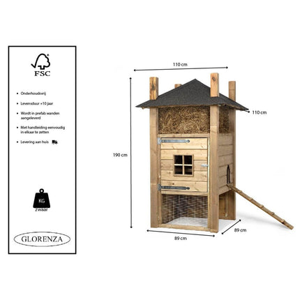 Kippenhok Pleuna 110 x 110 x 190 cm - Hooiberg - Doika - Kippenhok - Glorenza - 8720094051352 - 8720094051352