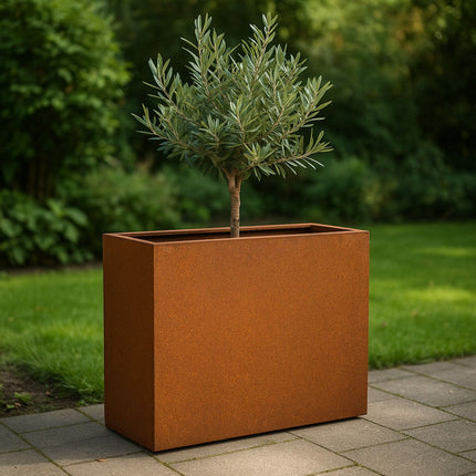 Langwerpige cortenstalen plantenbak met bodem 90x30x80 cm - Doika - Plantenbak - Geroba -  - ArtesaB6