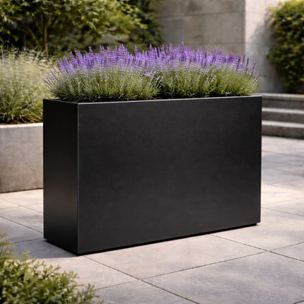 Langwerpige aluminium plantenbak 120x30x80 cm - Gitzwart (RAL 9005)