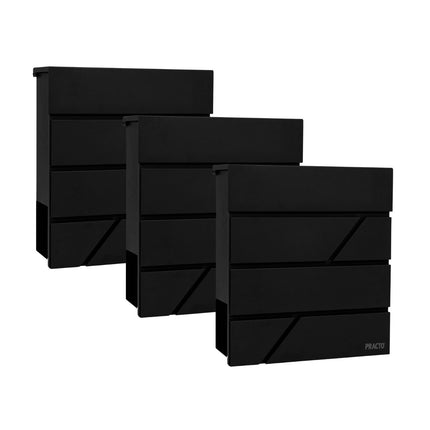 Practo Garden Brievenbussen Bordeaux Mat Zwart | Set van 3 stuks - Doika - Brievenbusset - Practo Garden -  - 3 stuks van B430N