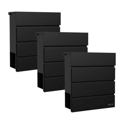 Practo Garden Brievenbussen Marseille Mat Zwart | Set van 3 stuks - Doika - Brievenbusset - Practo Garden -  - 3 stuks van B431N