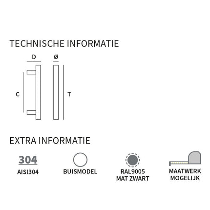 Shuffle Handgreep Frankfurt 30 x 500 x 660 mm Zwart - Doika - Deurgrepen - Shuffle - 8717727192414 - 62523020