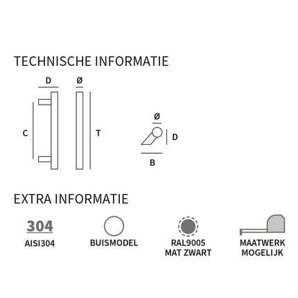 Shuffle Handgreep Frankfurt s 30 x 500 x 660 mm Zwart - Doika - Deurgrepen - Shuffle - 8717727192476 - 62523080