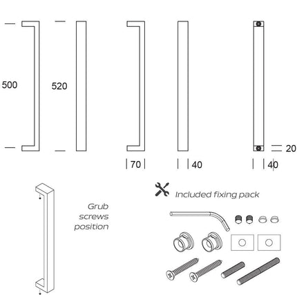 Shuffle Handgreep PORTO 40 x 500 mm Zwart - Doika - Deurgrepen - Shuffle - 8717727182262 - 62500050