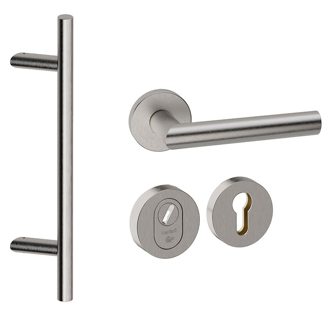 Shuffle Voordeurset rond met Frankfurt schuin inox - Doika - Voordeurset - Shuffle - 8717727199413 - N1902750