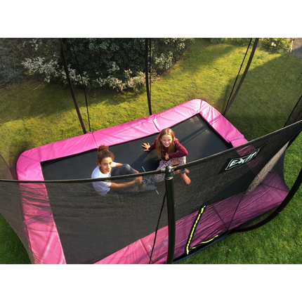 EXIT Silhouette inground trampoline 244x366cm met veiligheidsnet - roze