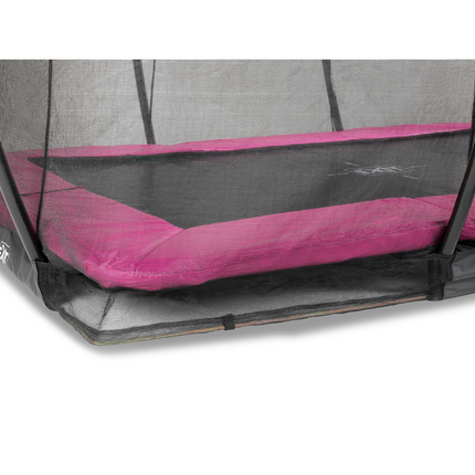 EXIT Silhouette Bodentrampolin 244 x 366 cm mit Sicherheitsnetz – Rosa