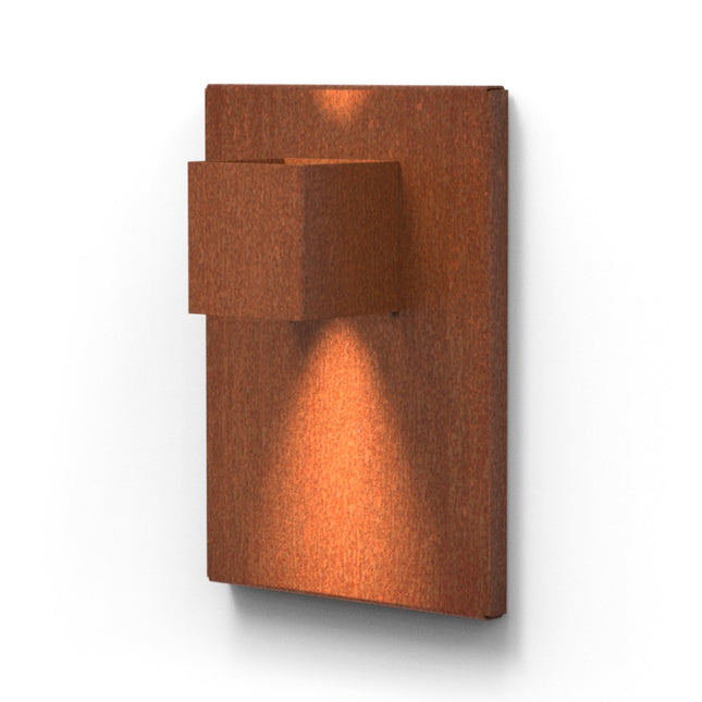 GARDD Cuber wandpaneel lamp cortenstaal 2x25x35cm (DxBxH) - Doika BV - Buitenverlichting - Gardd - GARDD-C5WP-350