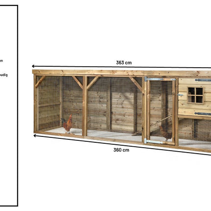 Kippenhok Adri 363 x 95 x 124 cm - Doika BV - Kippenhok - Doika BV - 8720569173015 - 8720569173015