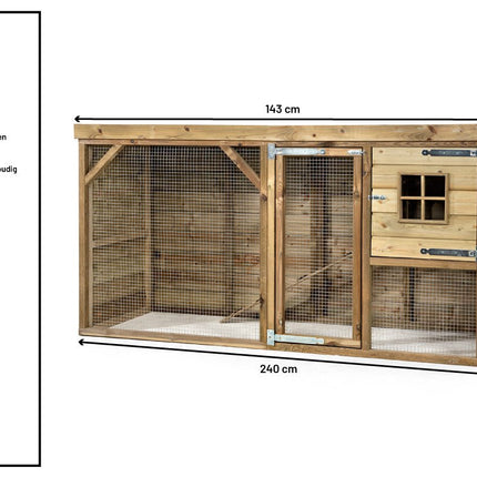 Kippenhok Daisy 243 x 95 x 124 cm - Doika BV - Kippenhok - Doika BV - 8720569173008 - 8720569173008