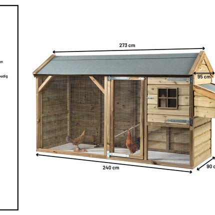 Kippenhok Loekie 273 x 95 x 148 cm - Doika BV - Kippenhok - Doika BV - 8720569172988 - 8720569172988