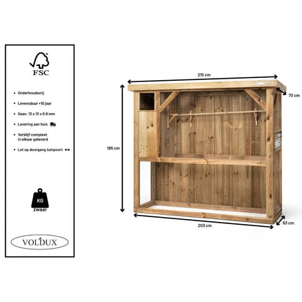 Voldux Volière R1 links 215 x 70 x 185 cm - Doika BV - Volière - Voldux - 8720094050010 - 8720094050010