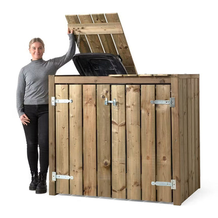 Volente Kliko Ombouw 2x 240 liter 133,5x87,5x119cm Geïmpregneerd hout - Doika BV - Ombouw Kliko - Volente - 8720569172926 - 8720569172926