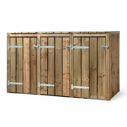 Volente Kliko Ombouw 3x 240 liter 205x88x119cm Geïmpregneerd hout - Doika BV - Ombouw Kliko - Volente - 8720569173299 - 8720569173299